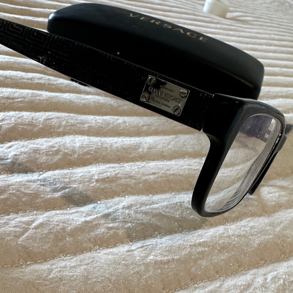 Versace Black Rectangular Eyeglasses With Case - image 4
